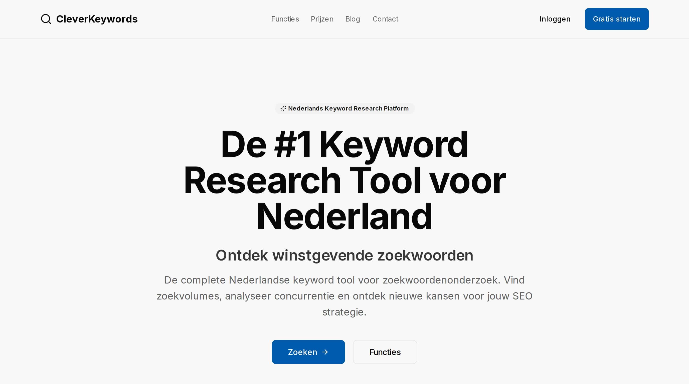 Screenshot van CleverKeywords, de keyword-research-SaaS van CleverTech AI voor de Nederlandse en Belgische markt