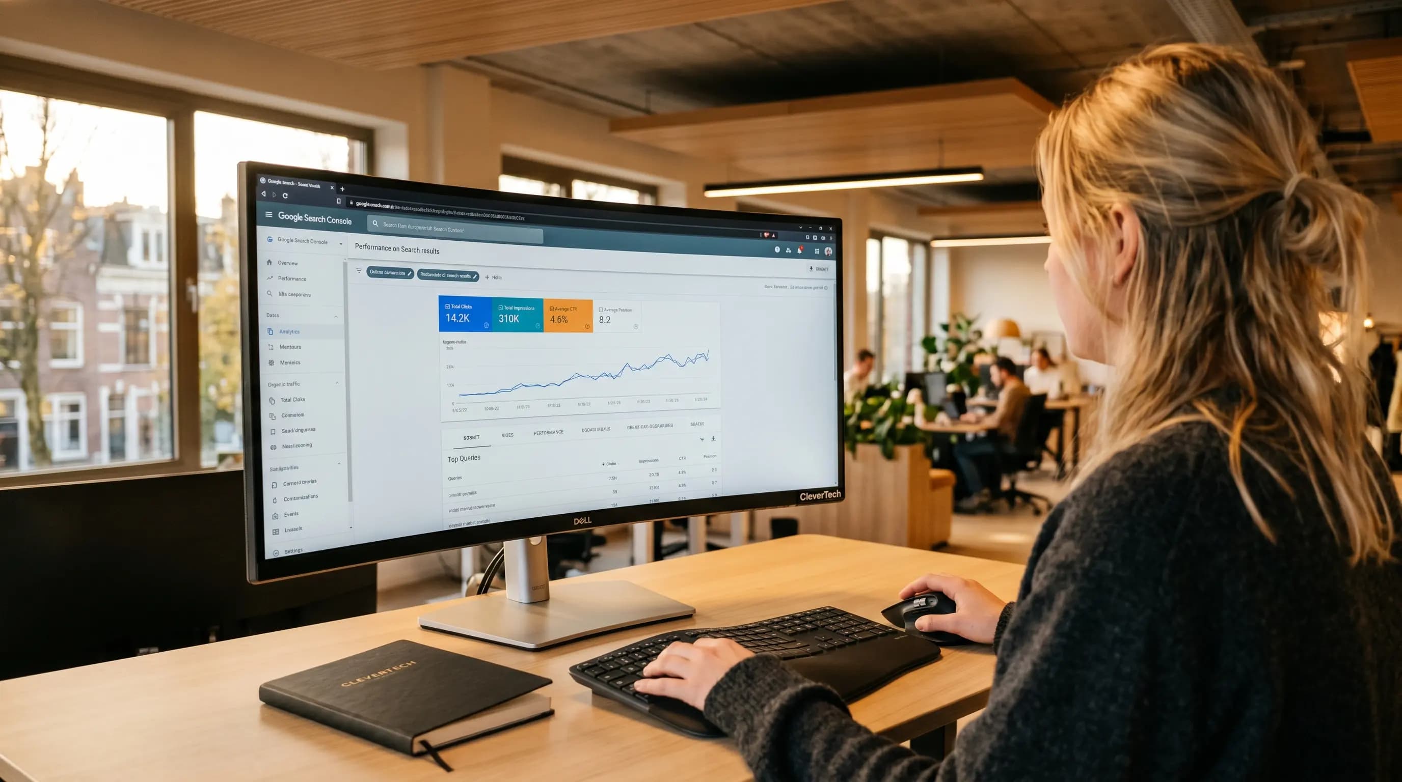 SEO dashboard met zoekresultaten en analytics data voor MKB zoekmachine optimalisatie