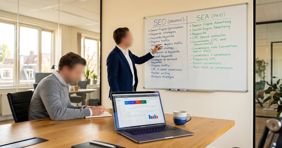Vergelijking SEO versus SEA met kosten en rendement voor MKB-bedrijven