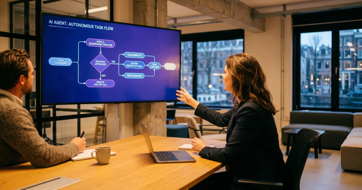 Schematische weergave van de reasoning loop in agentic AI: waarnemen, plannen, handelen en evalueren
