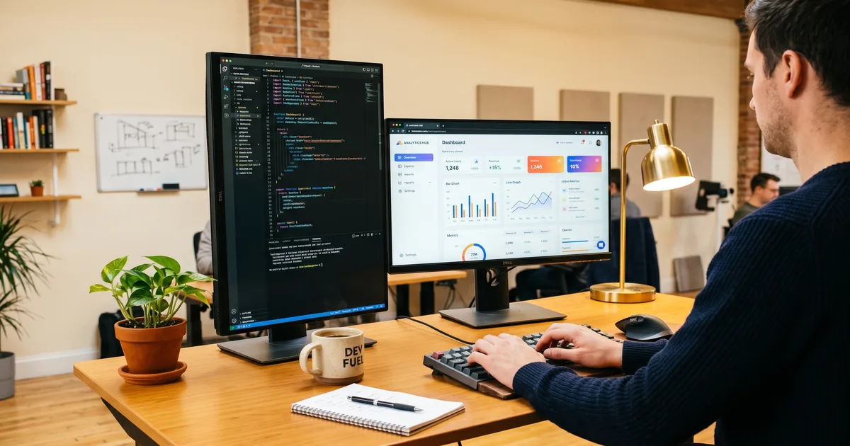 Schematische weergave van een web applicatie met dashboard, klantportaal en API-architectuur