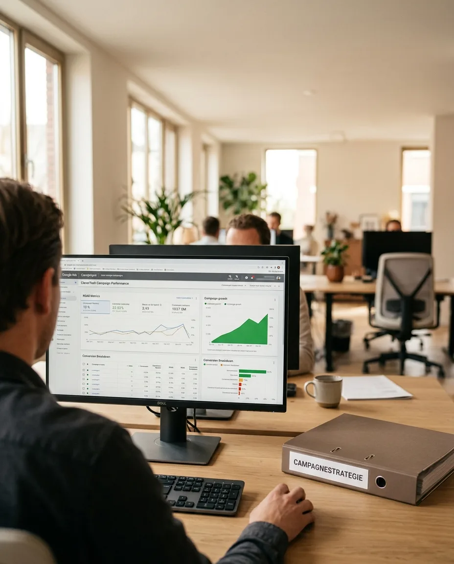 Google Ads dashboard met ROAS-optimalisatie en campagne-analyse voor MKB online marketing